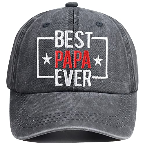 Image of Best Papa Ever Hat, Vintage Distressed Washed Cotton Adjustable Baseball Cap