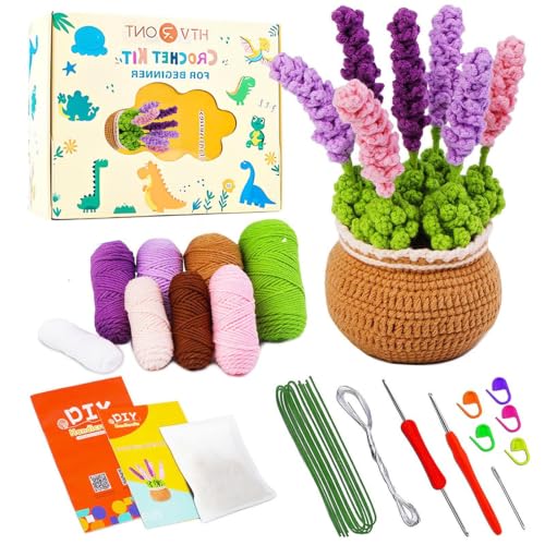 Lonsien Häkelset für Anfänger, DIY Lavendel Häkelkit