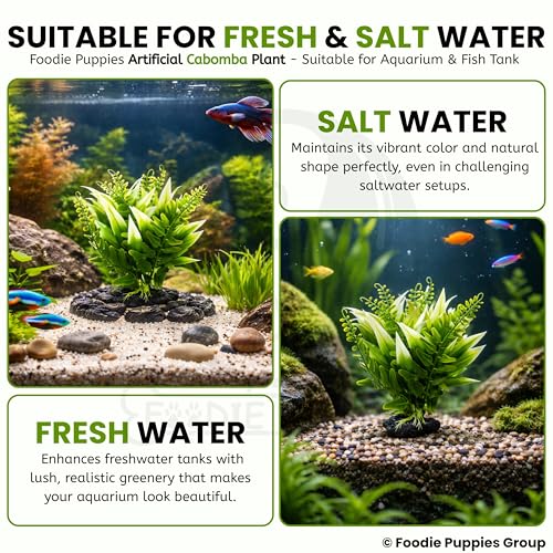 Image of Foodie Puppies Aquarium Plastic Plants with Resin Base Decor - (Cabomba Plant, Medium, 3 x 3 x 14 cm) for Fish Tank Ornament Accessories, Household & Office Natural Looking Artificial Plant