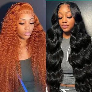 Ginger Orange 13x4 Deep Wave Lace Front Wigs 24 Inch+13x6 Body Wave Lace Front Wigs 32 Inch