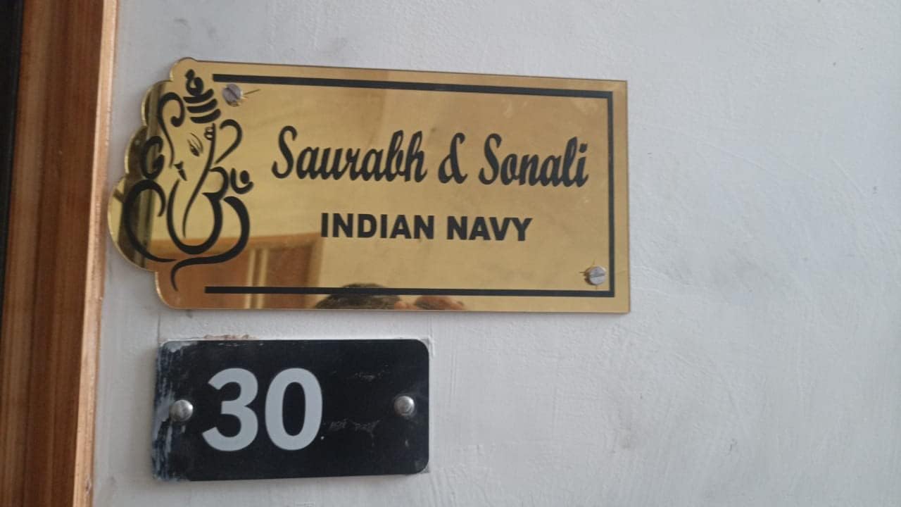 SIGNOOGLE Acrylic Ganesha Customized Home Name Plate - Mirror Gold and Black -Size (L X H)- 12 X 6 inch 3