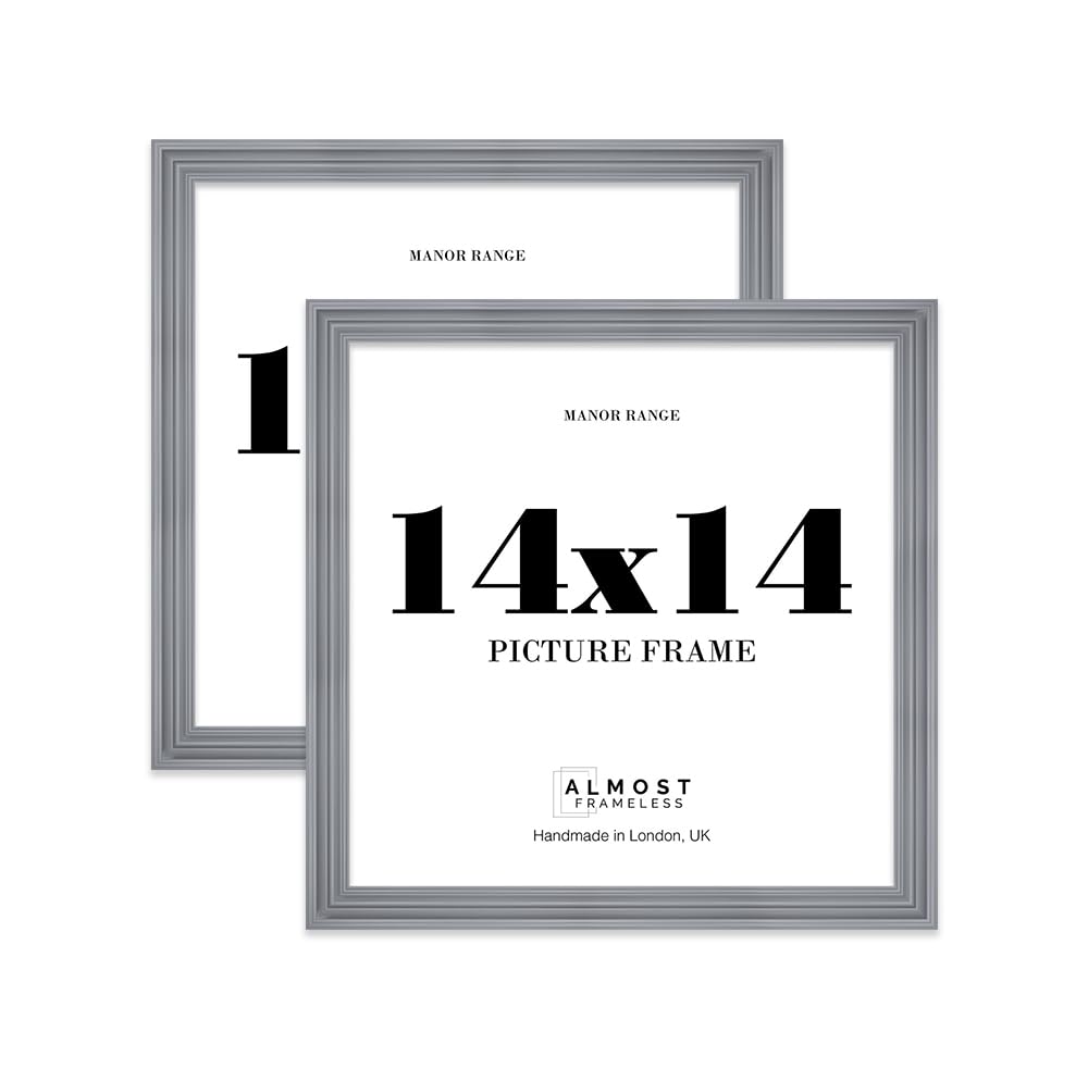 14x14 Picture Frame, Display 14x14 Pictures (35.6 x 35.6cm) - Scandi Grey Timeless 42mm Edge Ideal for Home Gallery Display - 2 Pack
