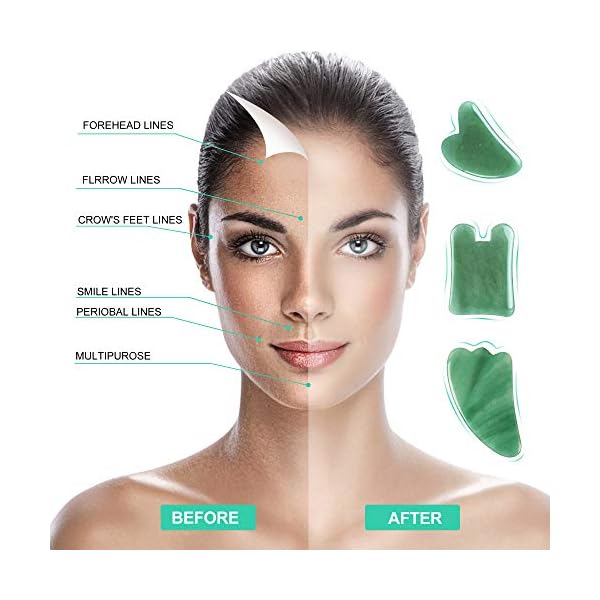 3 Stück Gua Sha Stein Massage Set, Gua Sha Anti-Falten Werkzeug, Anti-Aging Beauty Facial Therapie Gua Sha Set… – Bild 3
