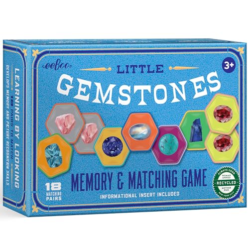 eeBoo - eeBoo: Memory & Matching Game- Little Gemstones - 18 Pairs to Memorize, Colorful Gems, Encourages Recognition, Concentration Skills, Kids Ages 5+