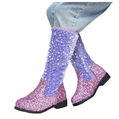 Girls Mid Calf Boots Toddler Round Toe Glitter Boot Riding Shoes Non Slip Dress Up Tall Boots for Girls2