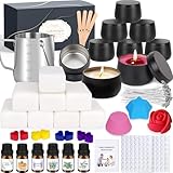 Kit per Fabbricazione Candele,Kit Natale Candele fai da te,Aromaterapia Per La Creazione di 9 Candle,Pentola per Versare,6 Oli Essenziali,480g Cera Soia,Stoppini,Adesivi,Cucchiai per Mescolare