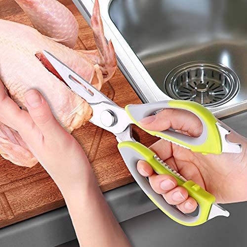 Tijeras de cocina, tijeras de cocina 6 en 1 abridor de acero inoxidable multifunción/cáscara de nuez abierta/carne cortada/escamas de pescado de desecho