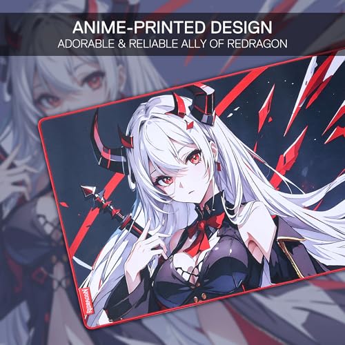 Redragon EISA P047S Anime Gaming Mouse Pad - Smooth Lycra Surface, Anti-Slip Rubber Base, Spill-Resistant, Durable 5mm Thick Design, 13 x 10 inches, Black - Image 6