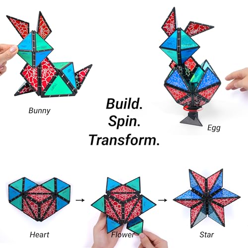 TOSY Magnet Pyramid Stone – 1 Cube Transforms into 1 Billion Shapes, 243 Rare Earth Magnets, Holographic Design, Spinner Accessory, Fidget/Puzzle/Sensory/STEAM Toy, Gift for Valentine Easter Birthday