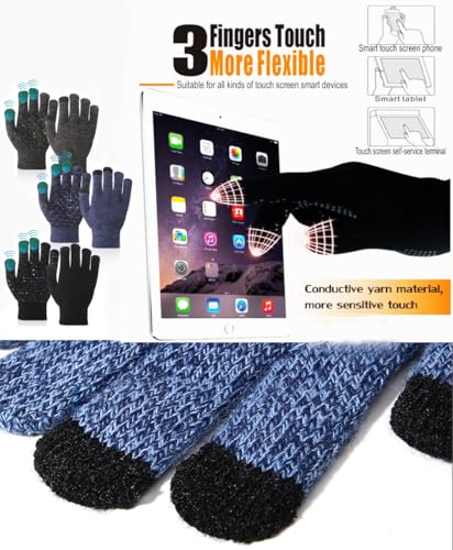iEasey Anti-Rutsch Kinder Touchscreen Winterhandschuhe 6-12 Jahre Strick Fingerhandschuhe Mädchen Jungen Thermisch Warme Handschuh Kaltes Wetter Plüsch Gefüttert Isolierte Fäustlinge
