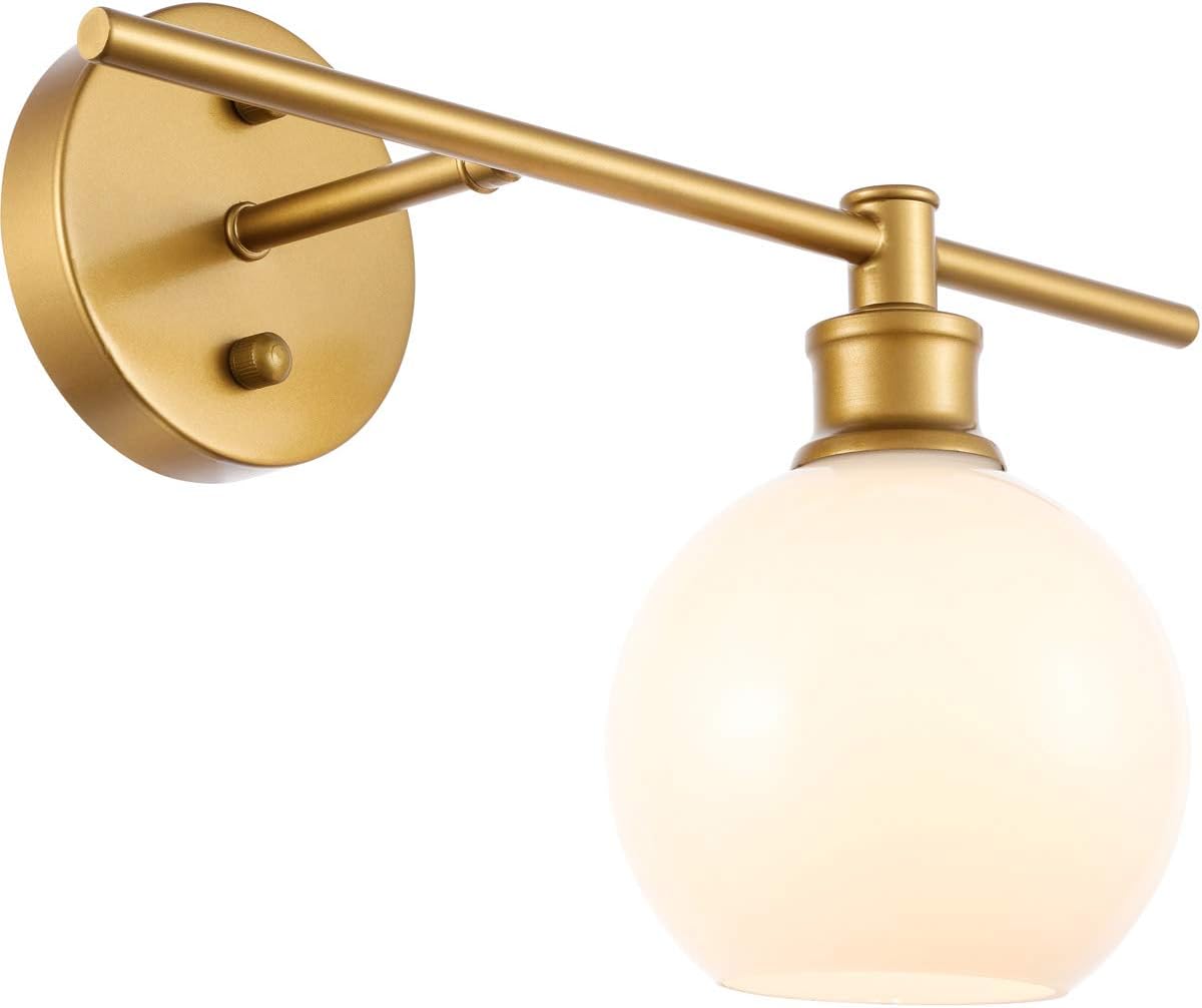 Collier 1 Light Brass and Frosted White Glass Right Wall Sconce