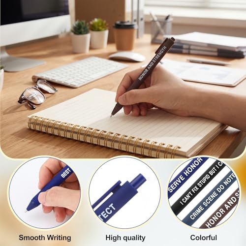 Sayglossy 12 Pcs Police Ballpoint Pens Cop Appreciation Gift Inspirational Officer Black Ink Pens Bulk 1.0 mm Medium Point Smooth Writing Ballpoint for Men Women Sheriff Law Enforcement - Image 4