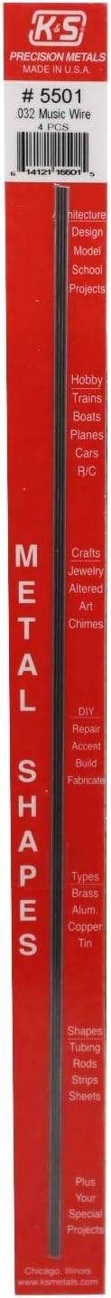Music Wire: .032 Diameter x 12" Long: 4 pc
