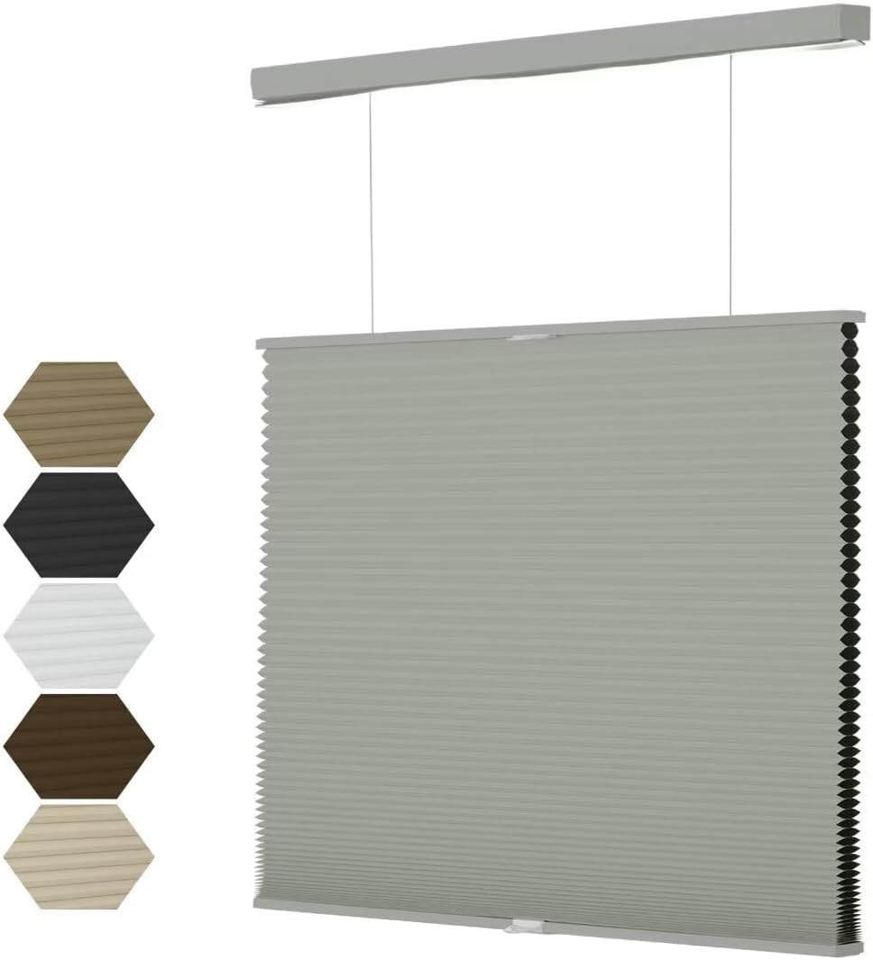 MYshade Top Down Bottom Up Cellular Shades, 1.5 inch Cordless Blackout Honeycomb Pleated Blinds for Windows Home Bedroom Office, Light Control, Thermal Insulated, 35" W x 72" H, Gray Gray-blackout 35"W x 72"H