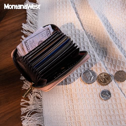 Image of Montana West Small Credit Card Holder for Women Rfid Blocking Compact Card Organizer Multiple Card Slots With Zipper