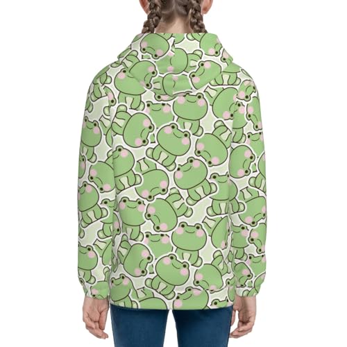 Cute Frog in Sitting Pose Kid Hoodies Boys Zip Up Sweatshirts Girls Pullover with Pocket 5