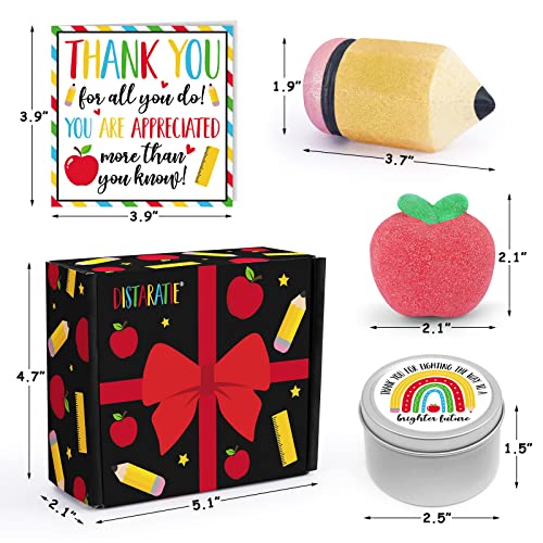 Teacher Appreciation Gift Valentine Set Women Master Tutor Bath Bombs Scented Candle Birthday Valentine's Day Graduation Best Teacher Ever Pencil Apple With Greeting Card Present Baskets Idea Set Of 4 #TOP2