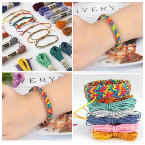 Image of Friendship Bracelet String 50 Color 8.7 Yard Darning Yarn Embroidery Thread | Long Soft Embroidery Floss Kit for Bracelet Making Cross Stitch Crochet DIY Crafts Hair Wrap Thread Repair Socks