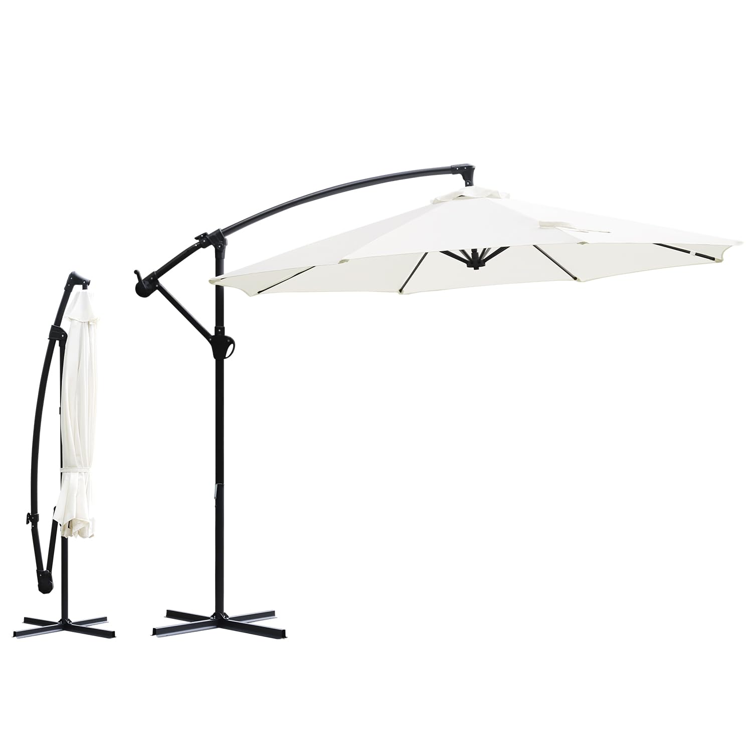 Sekey Ampelschirm 300 cm Sonnenschirm mit Kurbel Gartenschirm Kurbelschirm mit Kurbelvorrichtung UV50+ Sonnenschutz Robust und Stabil für den Garten Dunkelgrau