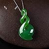 yigedan Natural Green Jade Maori Style Double Twist Pendant Necklace, Gemstone, Amber #3