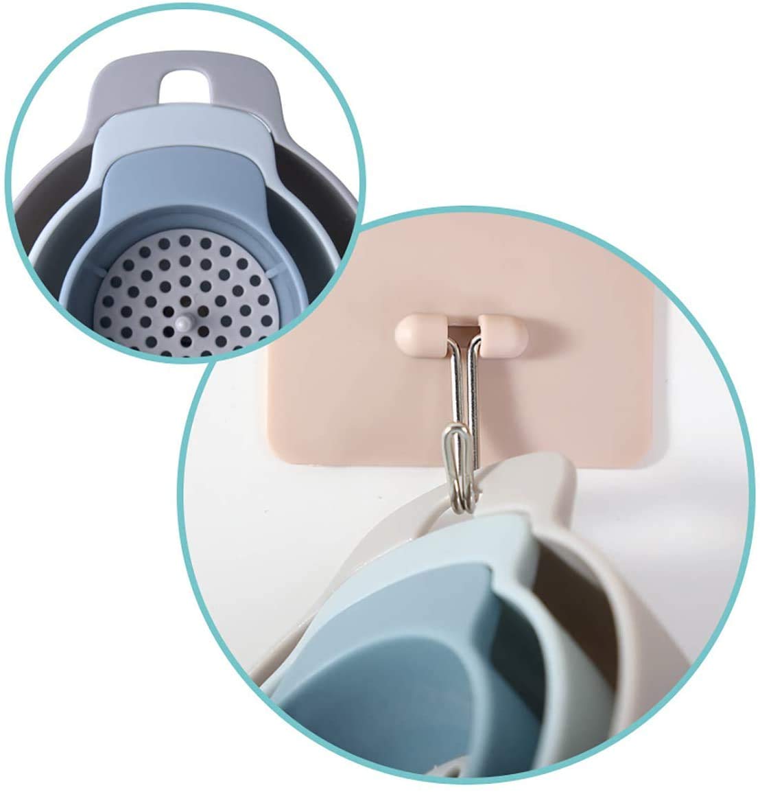 3-delige plastic keukentrechter met filter, 2,2-3,7 brede mond kleine 3-delige plastic keukentrechter met filter, 2,2-3,7 brede mond kleine
