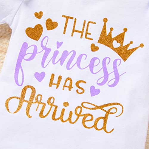 Grnshts Newborn Infant Baby Girl Clothes Ruffle Sleeve Letter Print Romper+Tutu Skirt+Legging Warmer+Headband 4Pcs Outfit Set (Dot Purple, Newborn) #TOP4