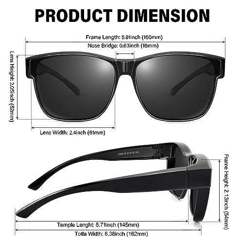Image of URUMQI Polarized Sunglasses Fit Over Glasses for Men Women, Oversized Square Sun Glasses UV400 Protection