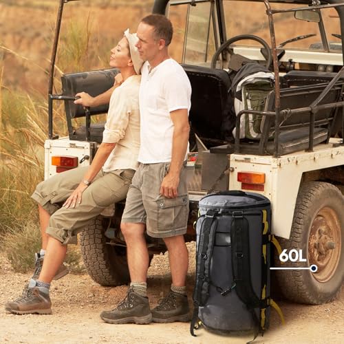 Image of Haimont Heavy Duty Convertible Travel Duffel Backpack, Grey, 60L