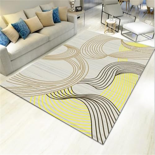Petit tapis jaune abstrait antidérapant pour sécuriser vos sols