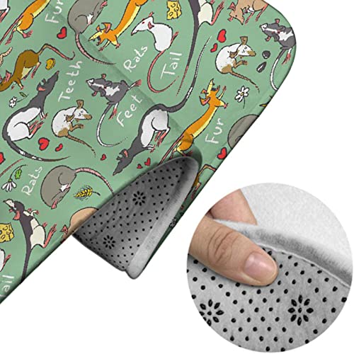 Badezimmerteppich-Set, 3-teilig, Cartoon-Nagetier-Maus mit roten Liebesherzen, waschbare Badteppiche, rutschfest, mit Rückenpolster, Konturteppich und Toilettendeckelbezug – Bild 5