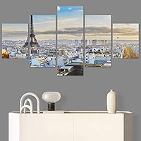 SIGNWIN 5 Panel Canvas Wall Art Modern Art Cityscape Contemporary Expressive Multicolor Photography Places for Home Decorations Ready to Hang - 60