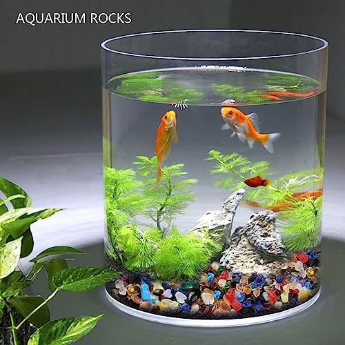 Image of HappyFiller 5 LB Tumbled Glass Bead Stones,Matted Colorful Artificial Sea Glass Pebbles,Vase Fillers,Garden Landscape,Fountain Rocks,Aquarium Fish Tank Pea Gravel,Beach Theme,Resin Art