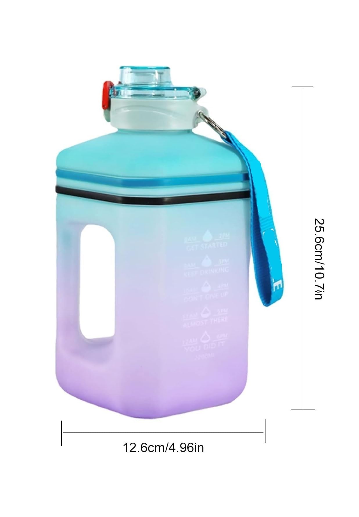 Botella Agua Botella de Agua de Gran Capacidad con Paja, galón, Botella de Bebida Deportiva con Degradado, Marcador de Tiempo for Deportes al Aire Libre Botella(C)