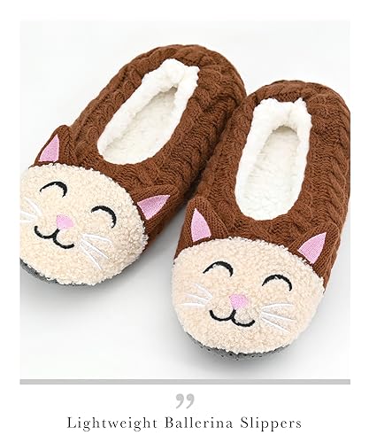 Image of DICUIRD Womens Animal Slipper Socks Non Slip Gripper House Slippers