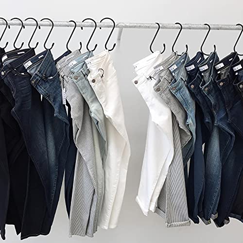 20 Pack 3 Inch Small S Hook, Vinyl Coated S Hooks With Rubber Stopper Non Slip S Hook, Steel Metal Black Rubber Coated Closet S Hooks For Hanging Jeans Plants Jewelry Pot Pan Cups Towels, Black #TOP2