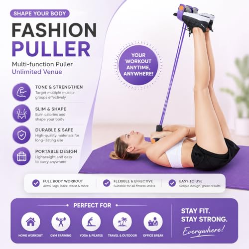 Image of Pull Reducer Training Bands Natural Rubber 4 Tubes Body Pedal Exerciser Yoga Crossfit Exercise, Arm Exercise, Body Building Training Men and Women (Multicolor) D1