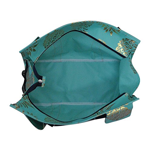 NGIL All Purpose Organizer Medium Utility Tote Bag 2018 Spring Collection (Gold Southern Pineapple Mint)