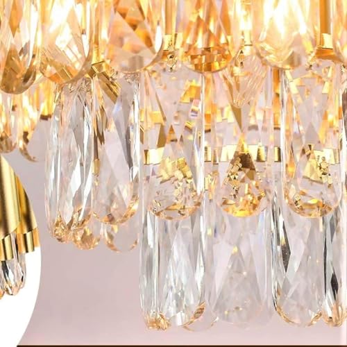 Image of 42 inch Crystal Ceiling Fan Gold Chandelier with Remote | Retractable Blades | LED Light (3 Color Modes) | Modern Luxury Fan Light for Living Room & Dining Fan Chandelier