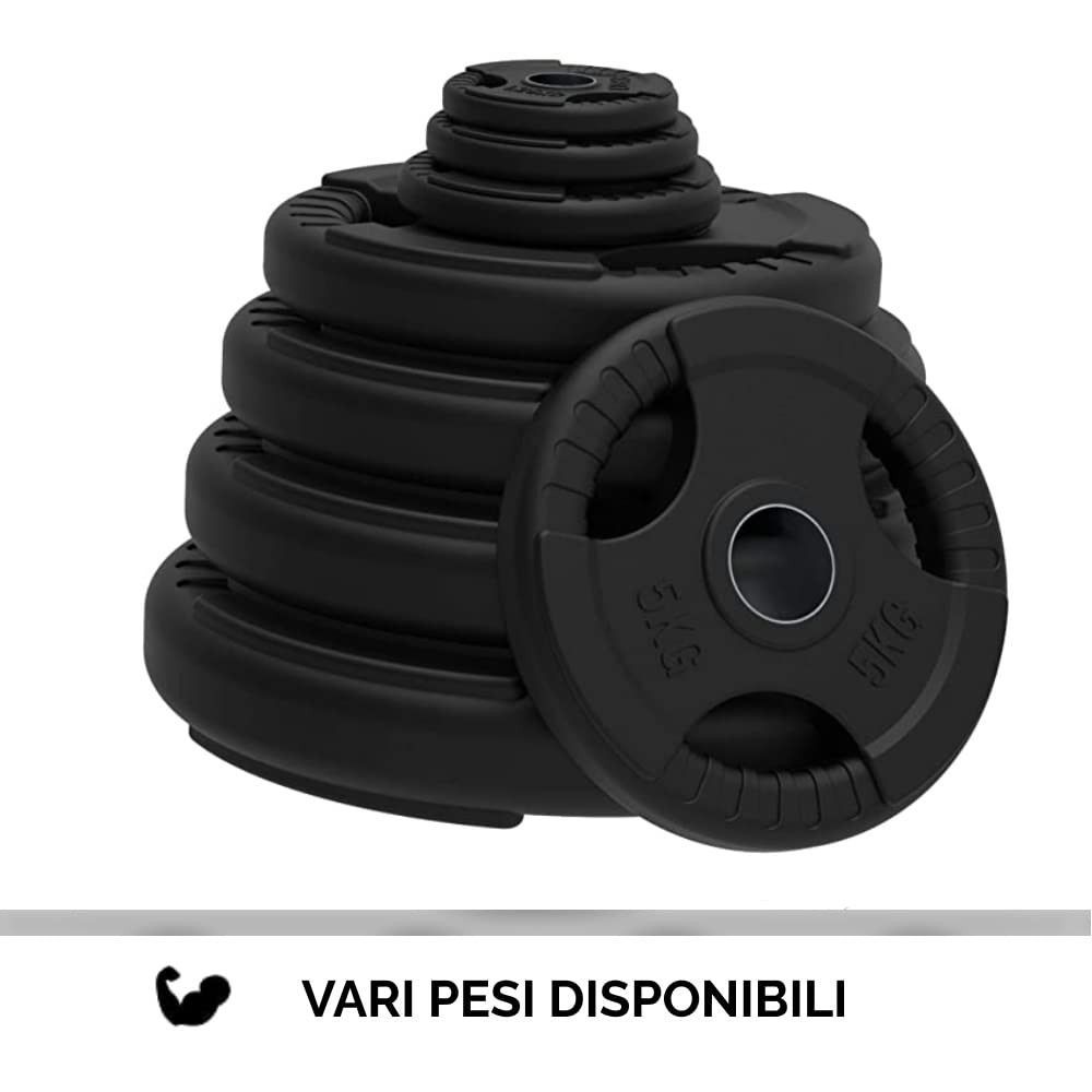 Disco Peso in Ghisa Gommato Dischi Palestra Bilanciere Olimpico Foro 50mm Piastra Tri-Grip da 2.5 a 20 kg