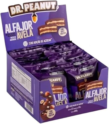 Alfajor Dr Peanut Avelã 12Un de 55g + Pasta de Amendoim Dr Peanut 600g Avelã