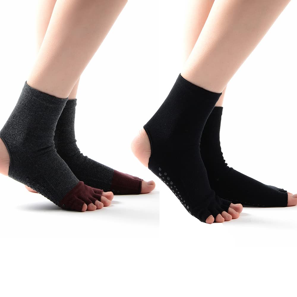2Pair Agarre Antideslizante Sin Dedos Calcetines De Yoga Sin Dedos Desnudos Calcetines De Yoga Sin Tirantes