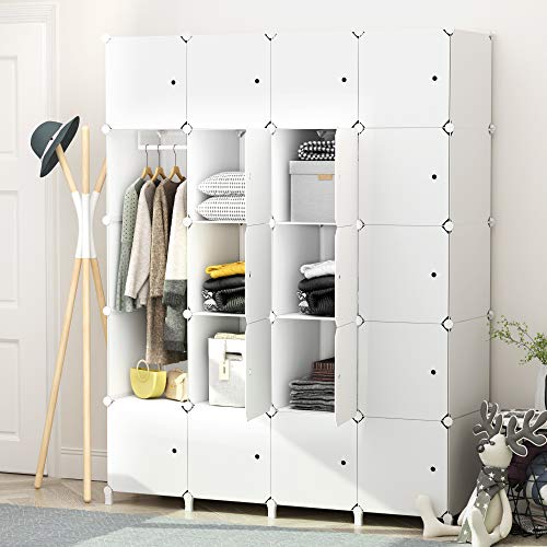 JOISCOPE Armoire,Penderie Vetement,Dressing,Étagères de Rangement,Armoire Modulable pour Chambre,en Plastique,Grande capacité,Blanc 20 Cube