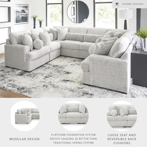 Image of Signature Design by Ashley 8 Seater Modular Sectional Sofa, Arctic White
