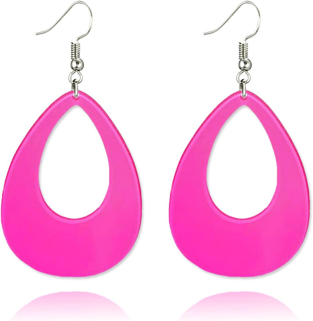 Oval Neon Earrings for Women Unique Retro Acrylic Lightweight 70s 80s 90s Teardrop Hollow Dangle Drop Statement Earrings 1980's Halloween Outfit Party Costume Accessories