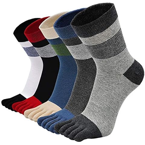 Mens Toe socks Crew Running Five Finger Socks Cotton - - Large Cover
