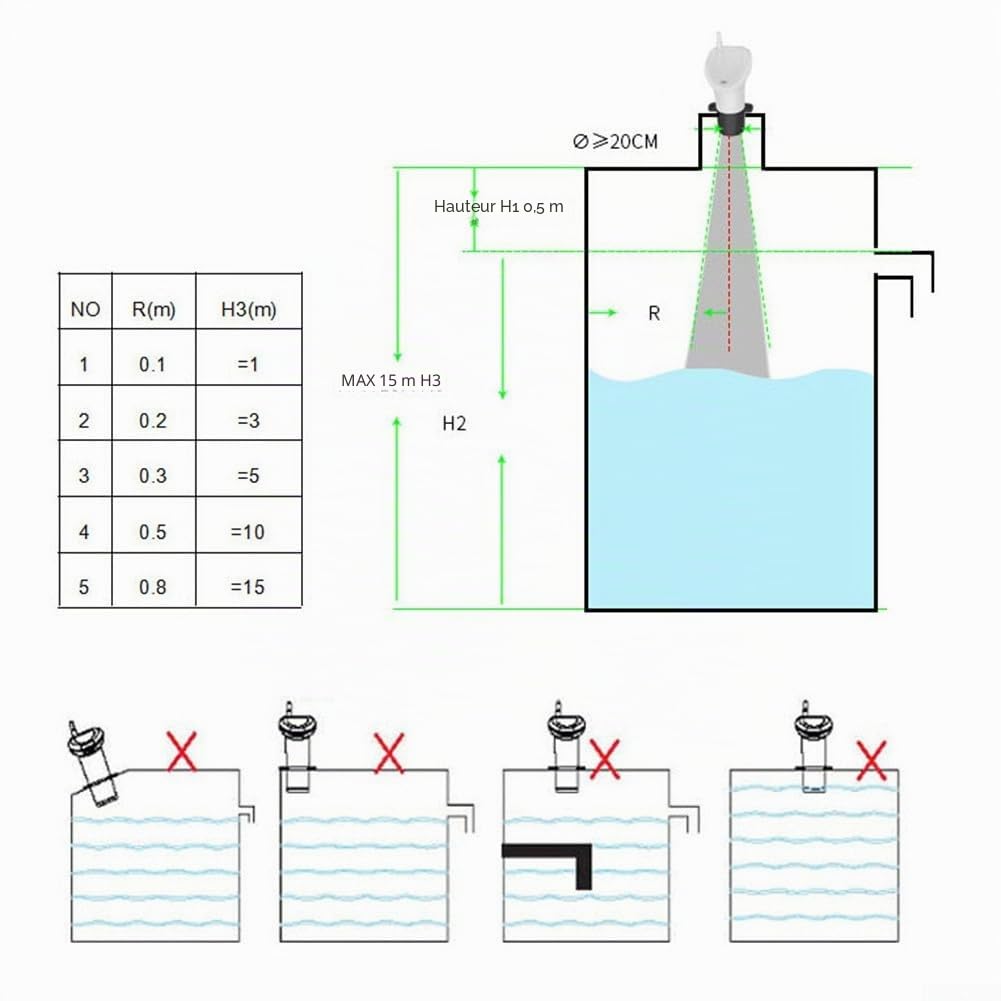 Jauge de niveau de réservoir d'eau numérique pour intérieur et extérieur, écran LCD, capteur sans fil, indicateur de niveau d'eau avec fonction d'alarme