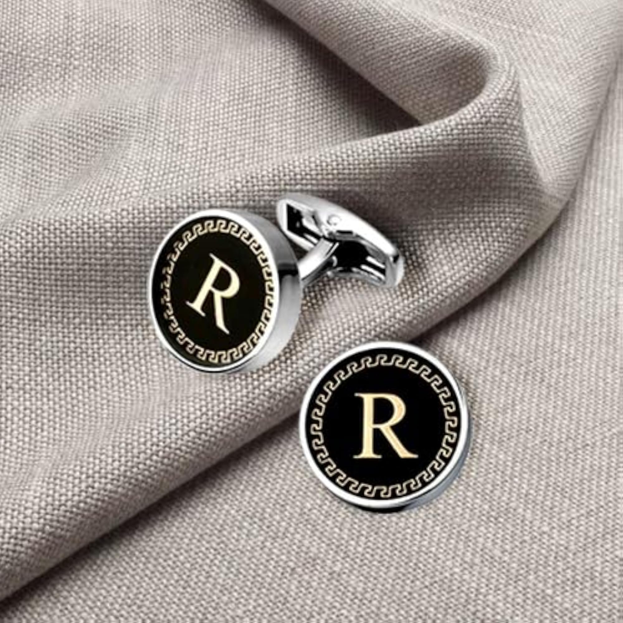 Men's Formal Stainless Steel Alphabet Cufflinks, Gift for Him