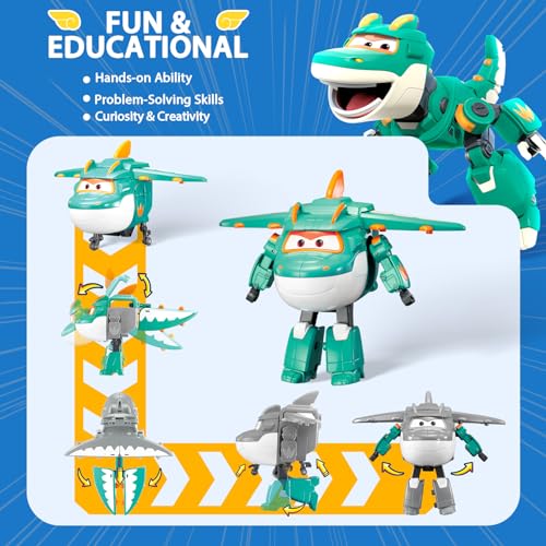 Super Wings 5" Transformable Toys Tino & Mini Tino Pet, 3 in 1 Transforming Dinosaur Airplane Robot, Educational Action Figure for Boys Girls Age 3+, Dinosaur Toy for Preschool Play - Image 3