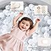 TRENDPLAY Plastic Balls for Ball Pits - Pack of 100 Hollow Balls- Safe and Exciting Playtime - Perfect for Toddler Baby Pools,Party,Festival Decoration, Pearl White+ White+ Clear