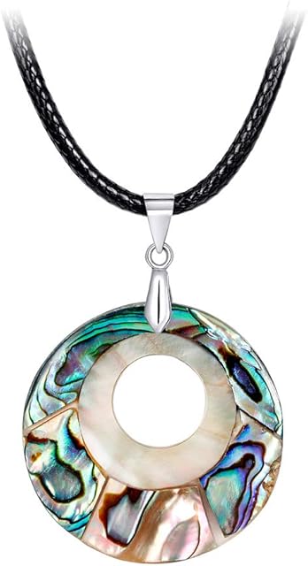YAZILIND Sea Abalone Shell Pendant Necklace Alloy Hollow Curb Chain Anniversary for Women